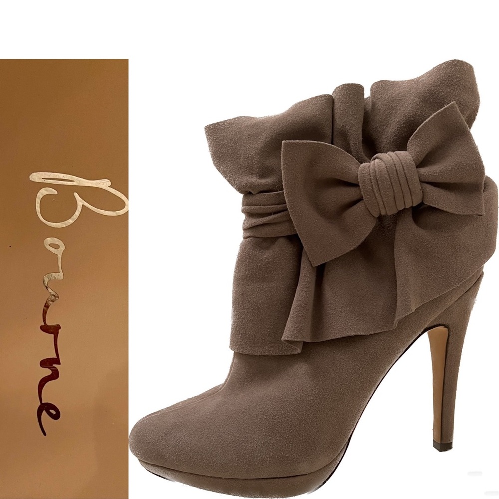 Bourne Nordstrom ‘Elle’ ankle boot with accent bow.  Color Smoke; EU 41; US 10.5